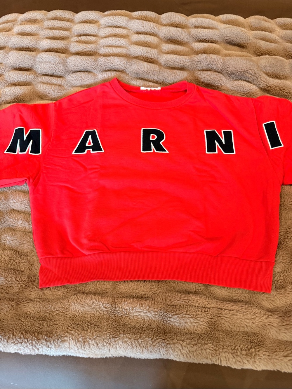 Marni Bright Red Logo Crewneck Sweatshirt (Kids Size 14, Adult Size XS/SM)